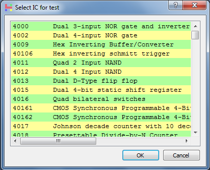IC Tester Select List